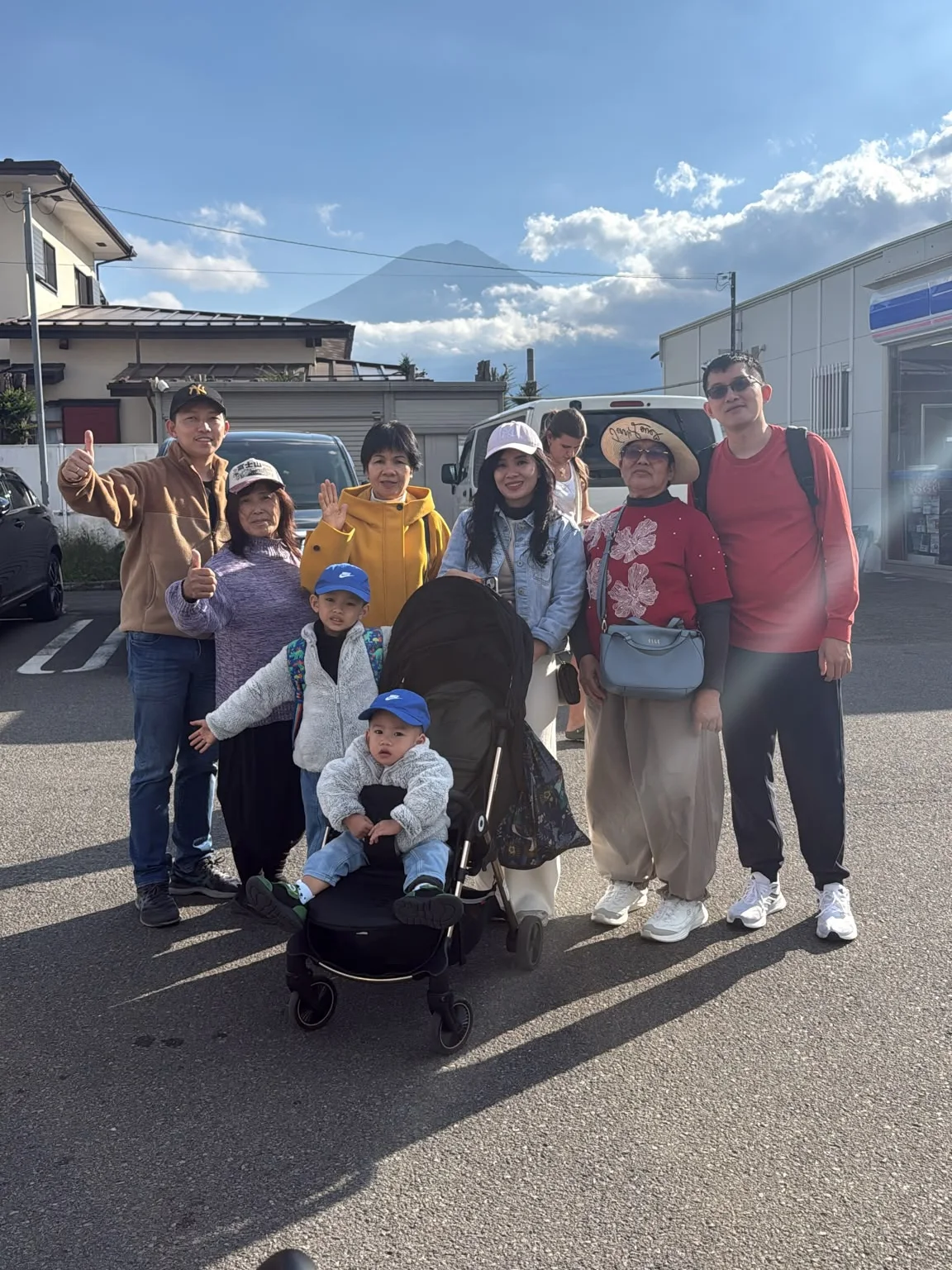 Family trip with Mt. Fuji in the background